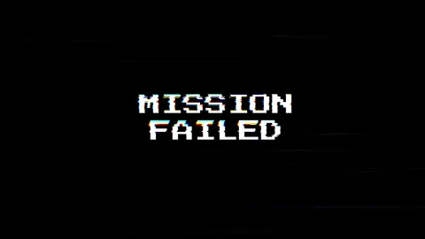 Mission Failed Glitch Text Animation with Error Signal and Digital Noise on.. Stock Footage 331513394