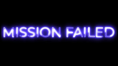 Mission Failed Neon Text Animation | Game Over Motion Graphic Stock Footage 320880324