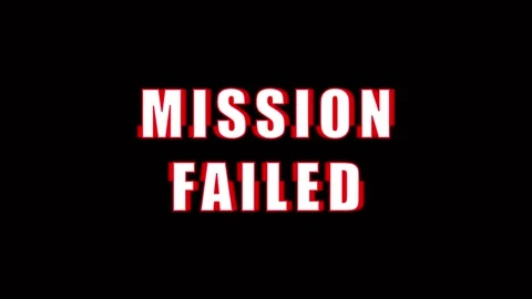 Mission Failed text appearing with glitch effects during a cinematic sequence Stock Footage 344037144