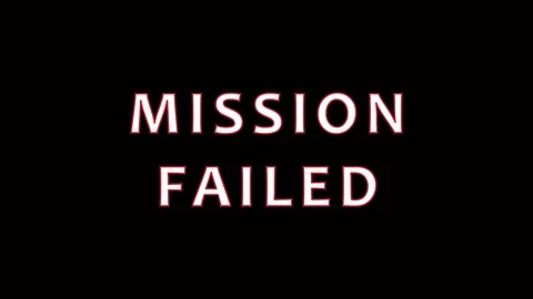Mission Failed text on black background with cinematic subtle animation and.. Video stock 344037158