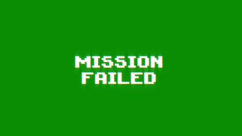 Mission failed text glitch screen effect looped animation title video game Stock Footage 313020943