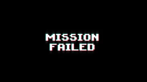 Mission failed text glitch screen effect looped animation title video game Stock Footage 313020944