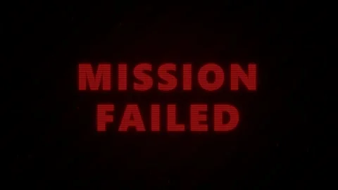 Mission Failed Text Message Glowing Red on Black Screen Stock Footage 336617644