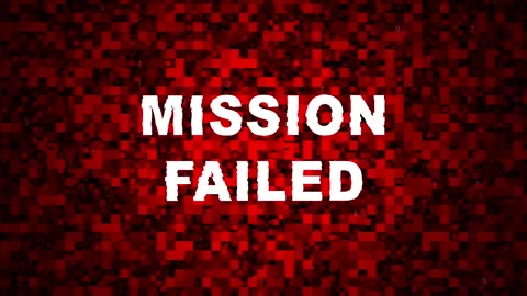 Mission Failed Text Noise Twitch Glitch Distortion Effect Error Stock Footage 346743460
