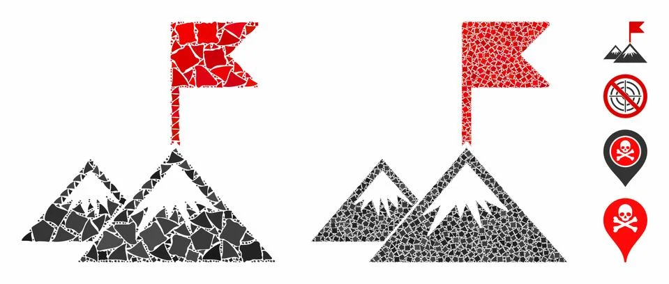 Mission flag Composition Icon of Humpy Parts Stock Illustration