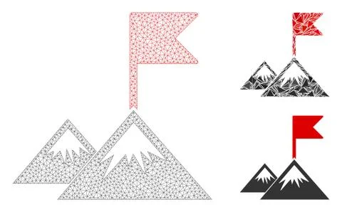 Mission Flag Vector Mesh Network Model and Triangle Mosaic Icon Illustrazione stock