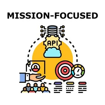 Mission focused strategy with target and data integration Stock Illustration