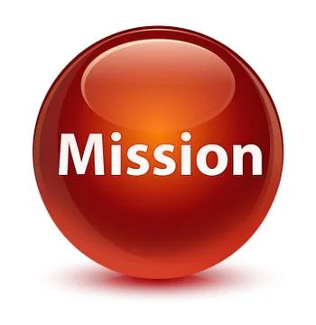 Mission glassy brown round button Stock Illustration
