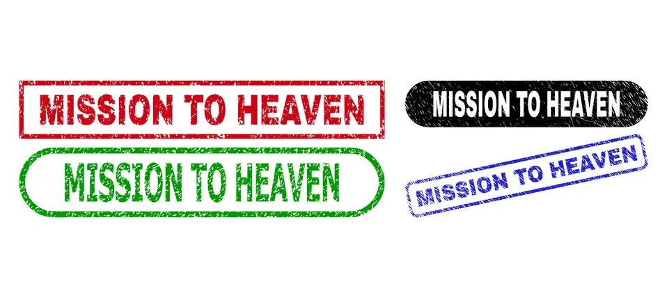 MISSION TO HEAVEN Rectangle Seals Using Distress Style Illustration