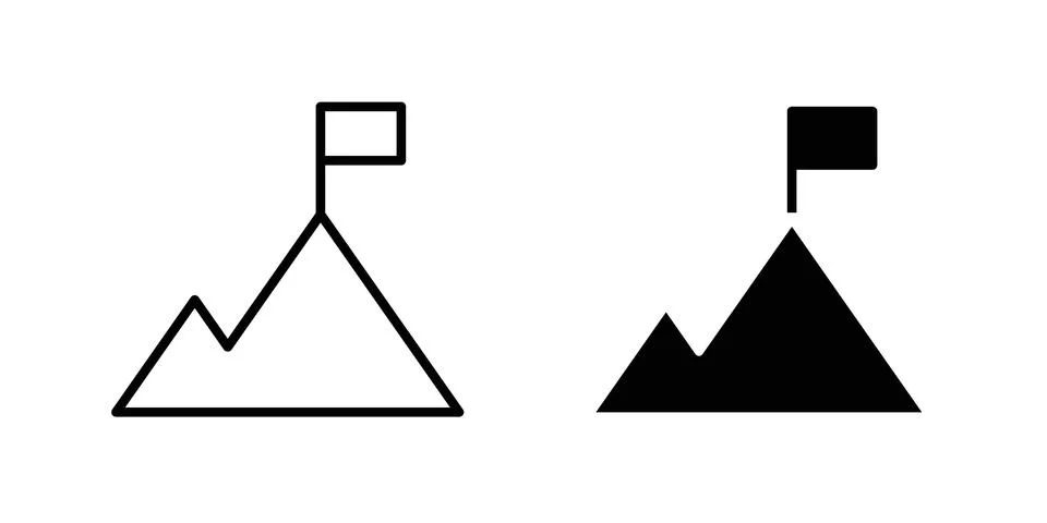 Mission icon vector concepts, line and silhouette style Stock Illustration