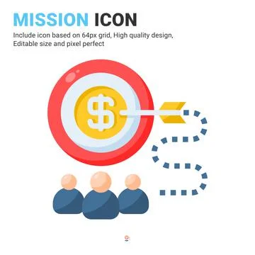 Mission icon vector with flat color style isolated on white background Stock Illustration