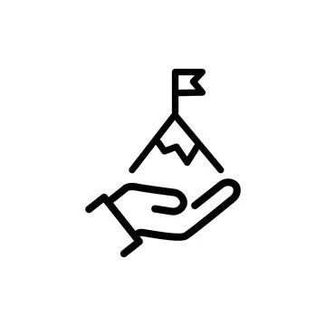 Mission icon on a white background. Vision, mission, flag line icon. Outline Stock Illustration