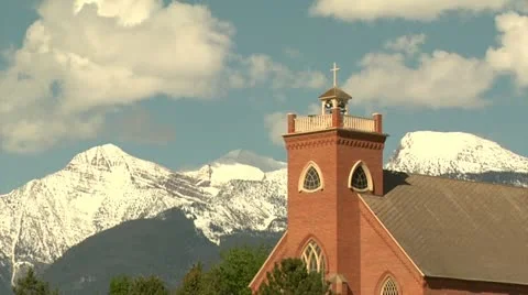 Mission with mountains 2 Stock Footage 10884282