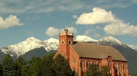 Mission with Mountains TL Stock Footage 10884151