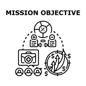 Mission objective business strategy development process concept Stockillustratie