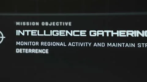Mission objective interface directs the submarine crew to monitor regional Stock Photos