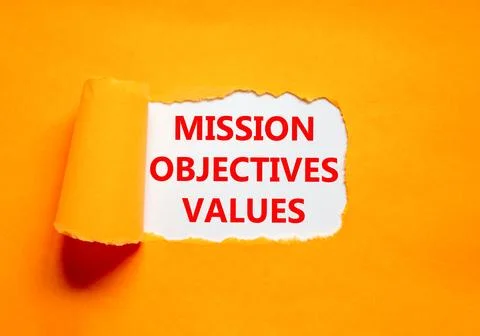 Mission objectives values symbol. Concept words Mission Objectives Values o.. Stock Photos