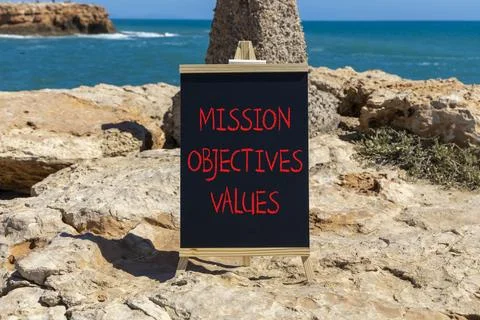 Mission objectives values symbol. Concept words Mission Objectives Values o.. 스톡 사진
