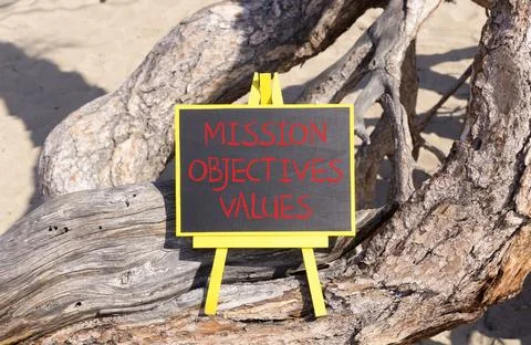 Mission objectives values symbol. Concept words Mission Objectives Values o.. Stock Photos
