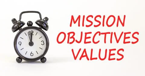 Mission objectives values symbol. Concept words Mission Objectives Values o.. Stock Photos