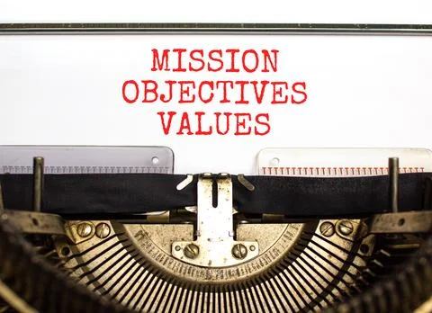 Mission objectives values symbol. Concept words Mission Objectives Values t.. Foto stock