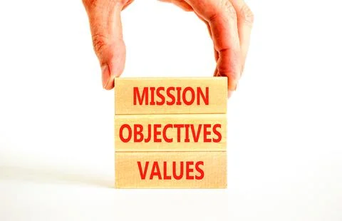 Mission objectives values symbol. Concept words Mission Objectives Values o.. Stock Photos