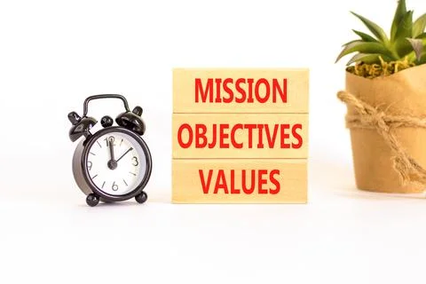 Mission objectives values symbol. Concept words Mission Objectives Values o.. Stock Photos