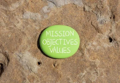Mission objectives values symbol. Concept words Mission Objectives Values o.. Stock Photos
