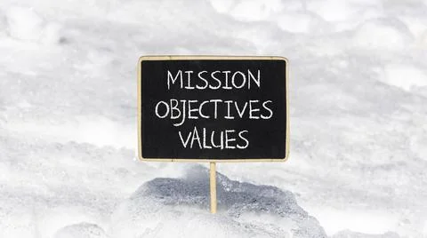 Mission objectives values symbol. Concept words Mission Objectives Values o.. Stock Photos