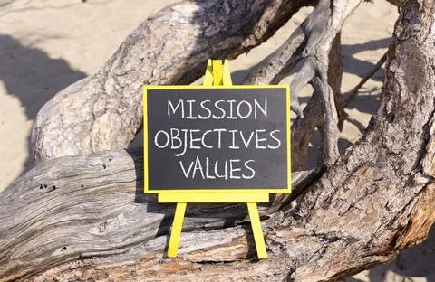 Mission objectives values symbol. Concept words Mission Objectives Values o.. Stock Photos