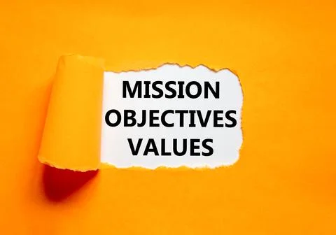 Mission objectives values symbol. Concept words Mission Objectives Values o.. Stock Photos