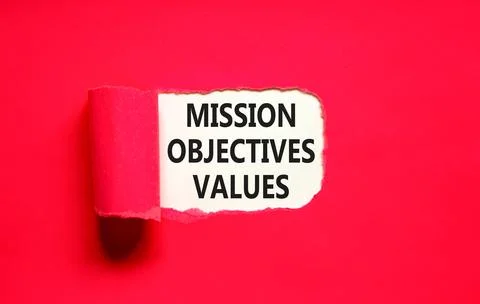 Mission objectives values symbol. Concept words Mission Objectives Values o.. Stock Photos
