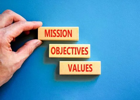 Mission objectives values symbol. Concept words Mission Objectives Values o.. Stock Photos