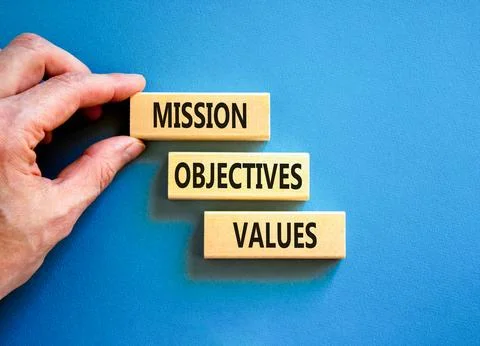 Mission objectives values symbol. Concept words Mission Objectives Values o.. Stock Photos