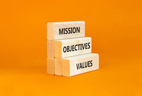 Mission objectives values symbol. Concept words Mission Objectives Values o.. Stock Photos