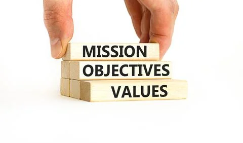 Mission objectives values symbol. Concept words Mission Objectives Values o.. Stock Photos