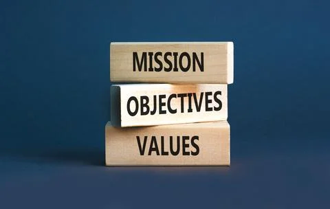 Mission objectives values symbol. Concept words Mission Objectives Values o.. Stock Photos