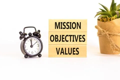 Mission objectives values symbol. Concept words Mission Objectives Values o.. Stock Photos