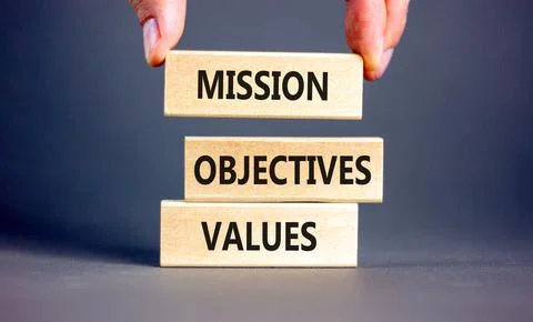 Mission objectives values symbol. Concept words Mission Objectives Values o.. Stock Photos