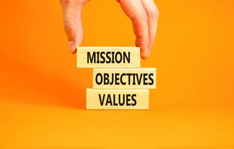 Mission objectives values symbol. Concept words Mission Objectives Values o.. Stock Photos