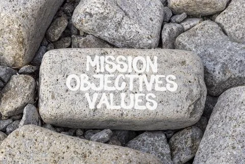Mission objectives values symbol. Concept words Mission Objectives Values o.. Stock Photos