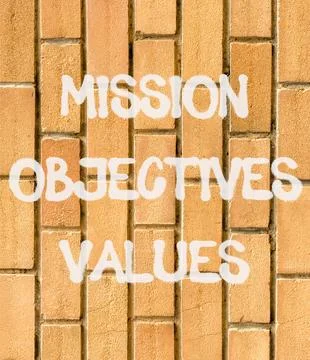 Mission objectives values symbol. Concept words Mission Objectives Values o.. Stock Photos