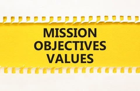 Mission objectives values symbol. Concept words Mission Objectives Values o.. Stock Photos