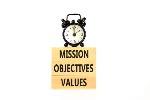 Mission objectives values symbol. Concept words Mission Objectives Values o.. Stock Photos
