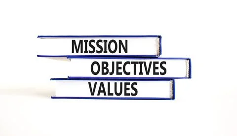 Mission objectives values symbol. Concept words Mission Objectives Values o.. Stock Photos