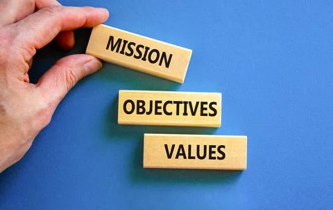 Mission objectives values symbol. Concept words Mission Objectives Values o.. Stock Photos