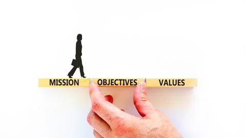 Mission objectives values symbol. Concept words Mission Objectives Values o.. Stock Photos