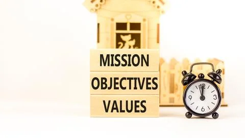 Mission objectives values symbol. Concept words Mission Objectives Values o.. Stock Photos