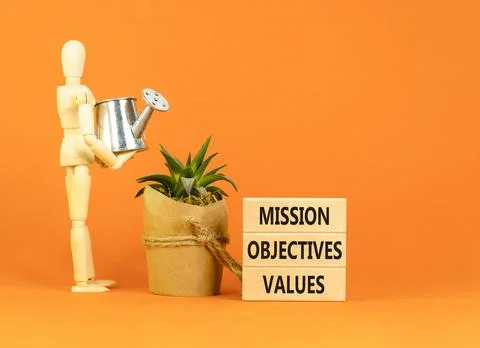 Mission objectives values symbol. Concept words Mission Objectives Values o.. Stock Photos
