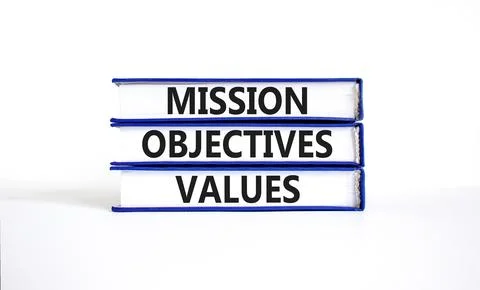 Mission objectives values symbol. Concept words Mission Objectives Values o.. Stock Photos